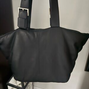 All Saints Aika Black Leather Tote Bag